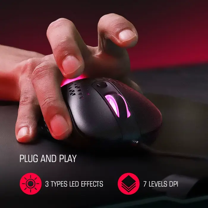 Souris de jeu filaire GameSir GM500 ultra-légère pour PC avec capteur optique PMW33600 12000 DPI