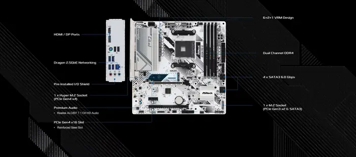 ASRock B550M PRO SE carte mère de bureau de jeu AMD PRO565 Chipset-Socket AM4-Micro ATX -Ryzen 5