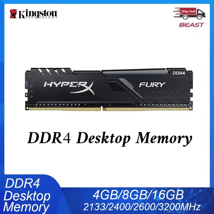 Mémoire RAM de bureau Kingston DDR4 pour ordinateur de jeu, 4 Go, 8 Go, 16 Go, 3200 MHz, 2666 MHz, 2