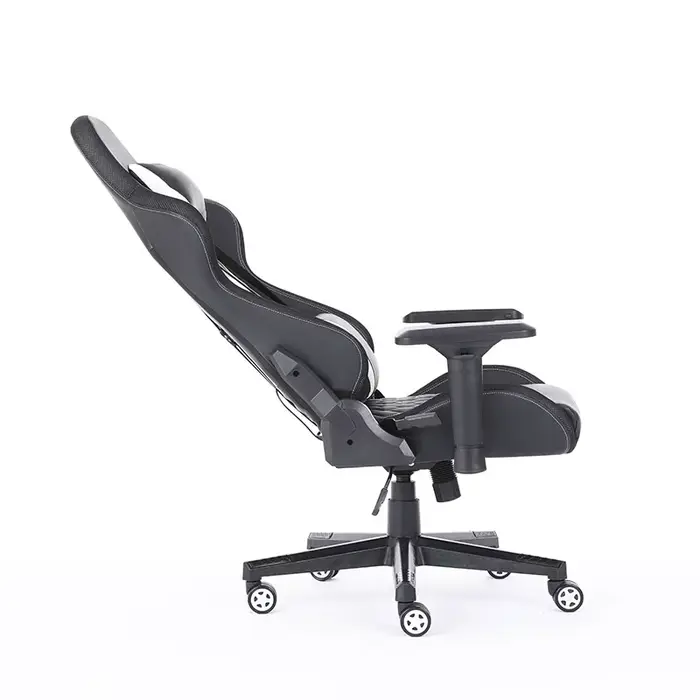 Chaise de jeu ergonomique en cuir PU noir pour bureau et gaming