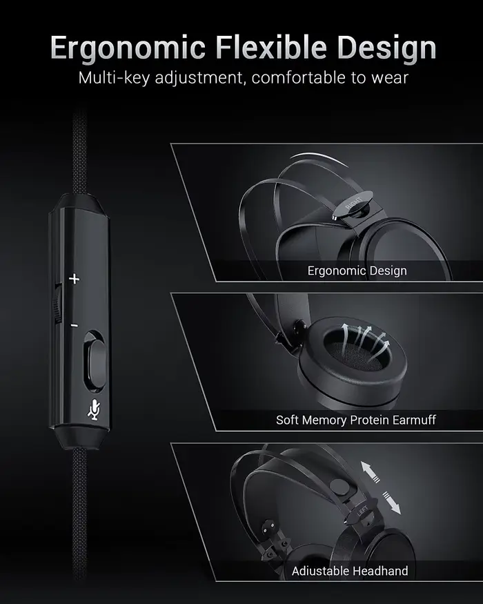 NUBWO N7 casques de jeu pour PS4/PS5/Switch/Xbox One casque de jeu filaire avec micro antibruit sur l'oreille