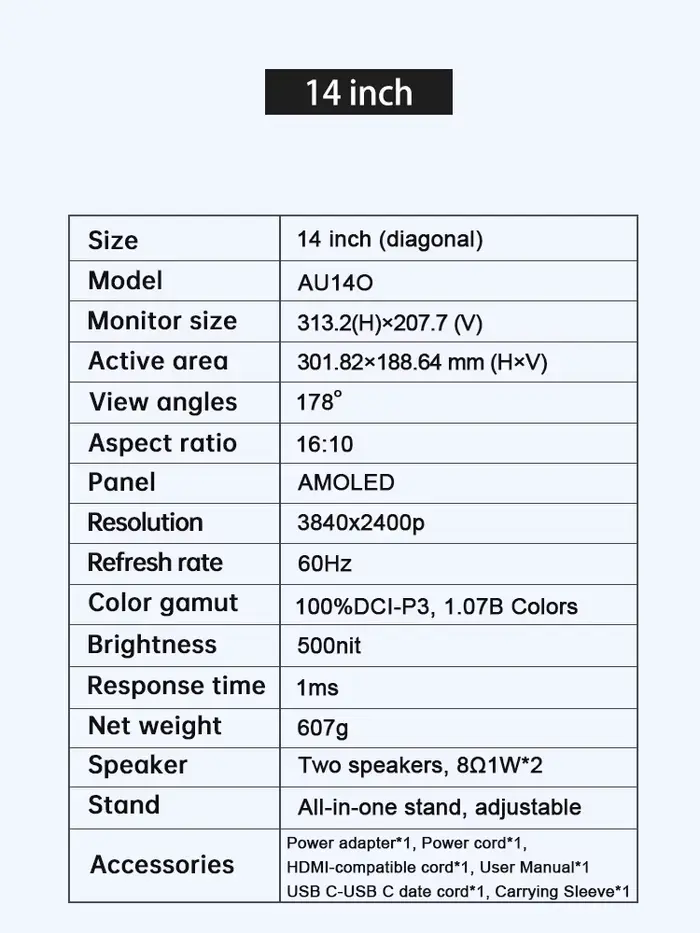 Moniteur Portable OLED 14 pouces
