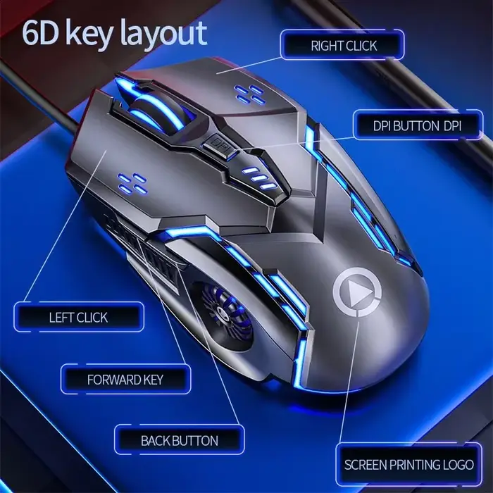 G5 souris filaire muette Six touches jeu lumineux e-sports machines accessoires informatiques