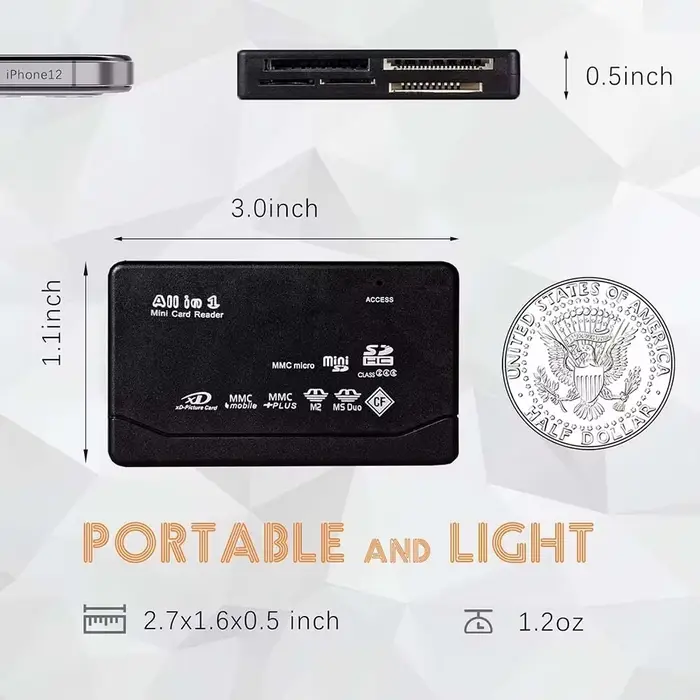 Lecteur de carte mémoire tout-en-un 480Mbps USB