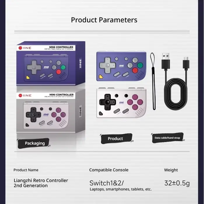 Manette de jeu IINE Mini Retro Ananke Gen 2 pour Switch2 / Android / iOS / PC Steam / Jeux de simulation Multiplateforme