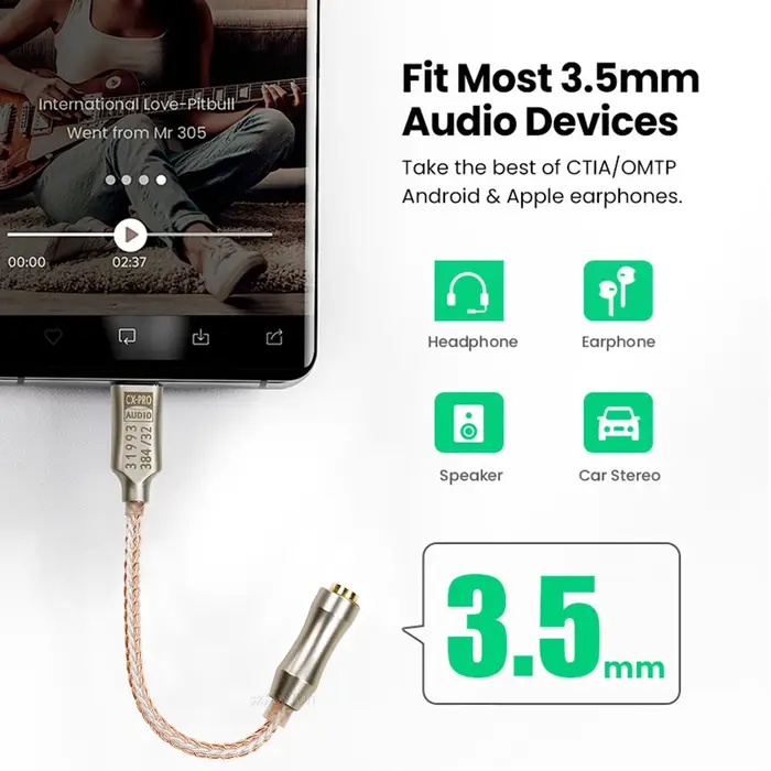 CX31993 USB type-c à 3.5mm interface Audio amplificateur de casque HiFi DAC écouteur amplificateur d