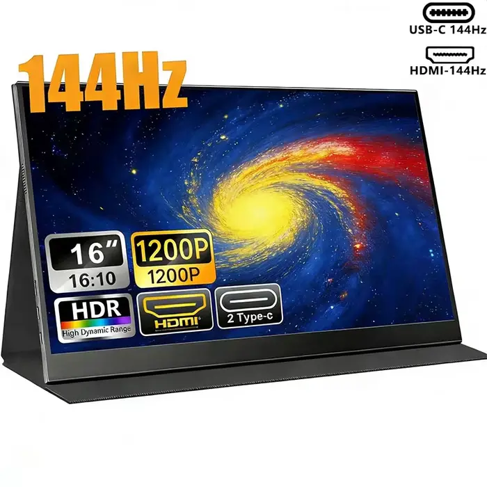 Moniteur portable 16 pouces 16:10 144Hz RGB100% 8 bits avec support VESA pour ordinateur