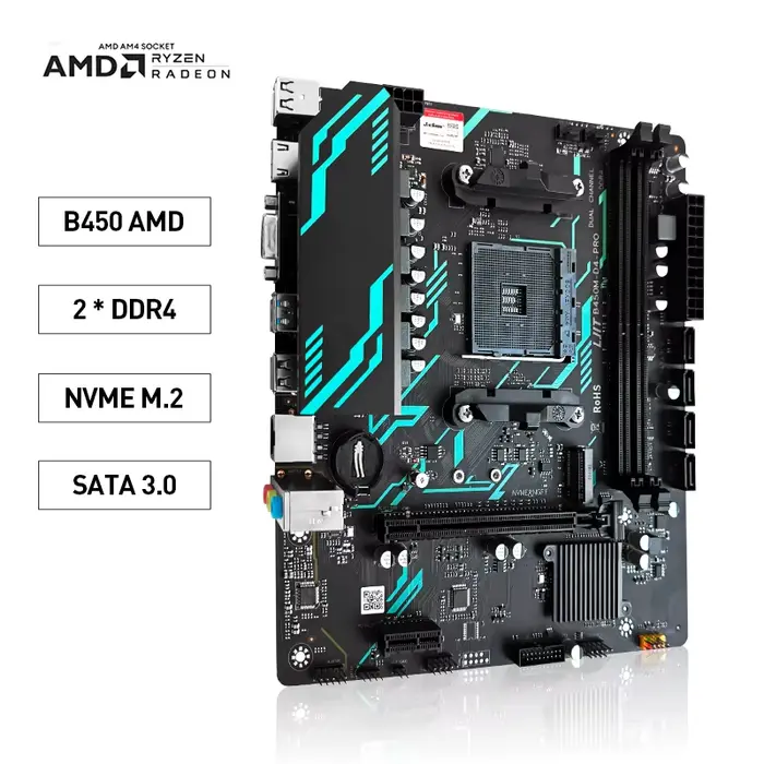La carte mère JIESHUO B450-PRO prend en charge les processeurs AMD Ryzen R5 5600X / 5600G / 5600 / 3600
