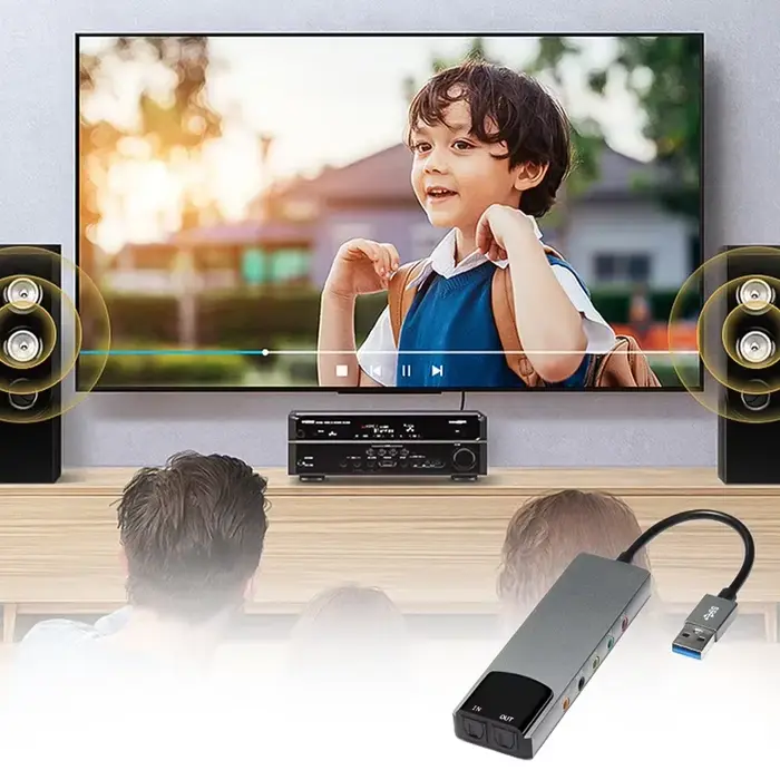 Carte son USB convertisseur Audio externe en alliage d'aluminium AC-3 DTS