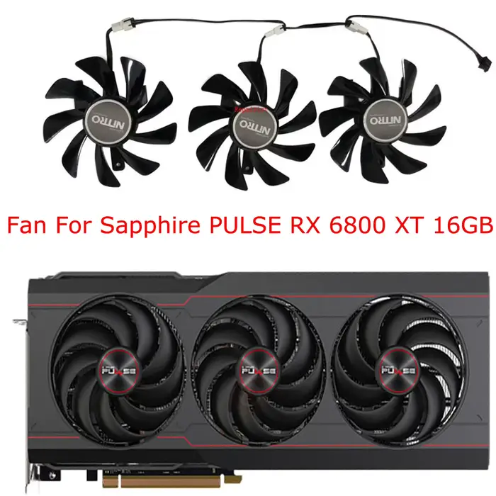 Refroidisseur de carte graphique, ventilateur GPU pour Sapphire R9 FURY R9-fury 4G Tri-X, pour Sapphire RX 6800 6800XT 16GB PULSE, 3 pièces/ensemble T129215BU