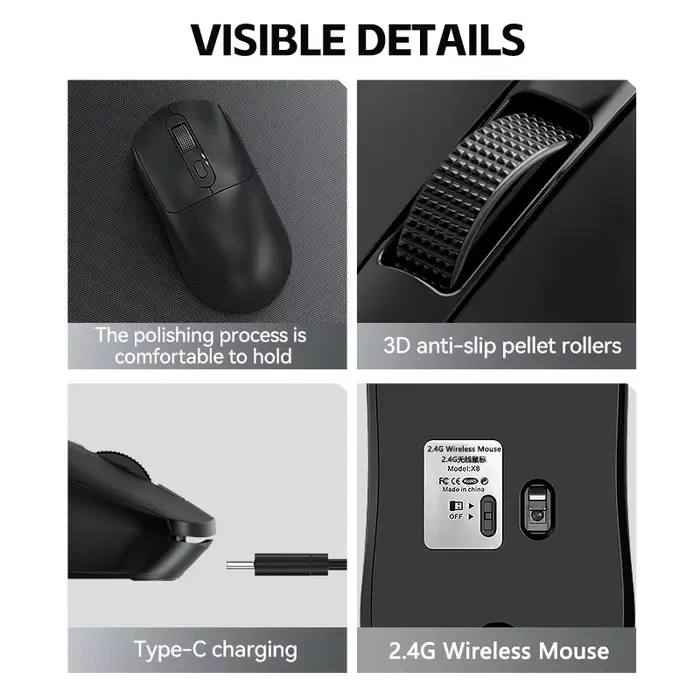 Warvank X8 souris de jeu sans fil 500 mAh TYPE-C