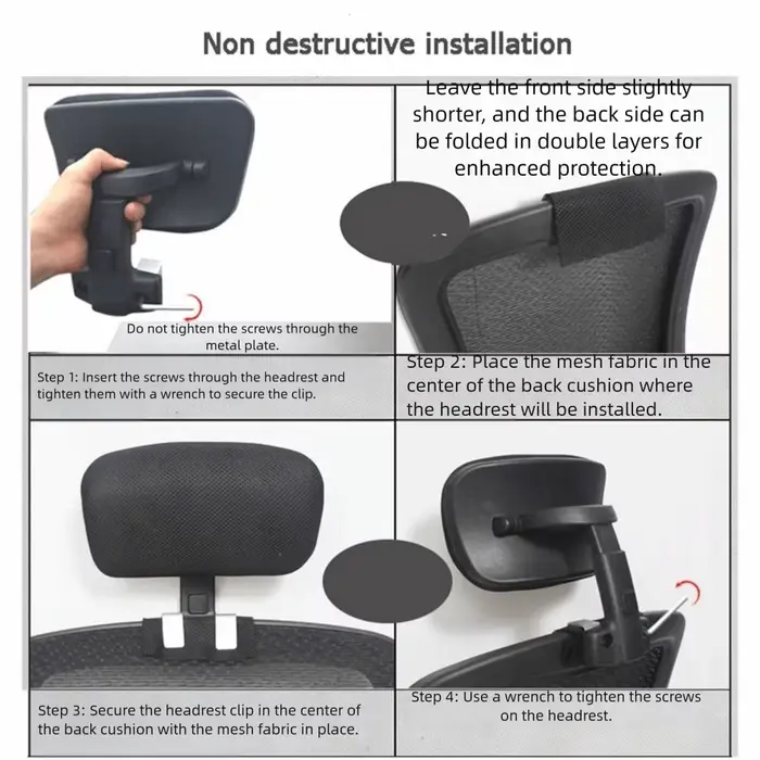 Appui-tête de chaise d'ordinateur en tissu maille, éponge noire, extension de chaise de bureau, Inst