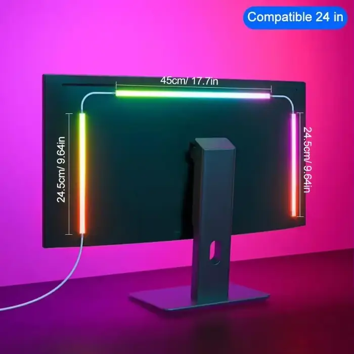 Bande lumineuse pour écran d'ordinateur, éclairage LED RGBIC Bluetooth, éclairage ambiant, synchroni