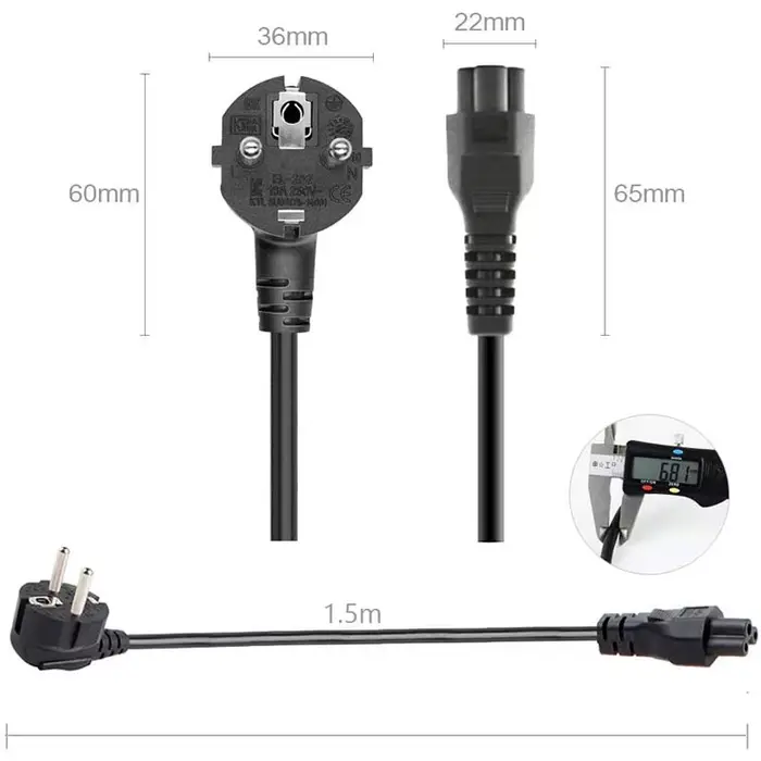 1.5M EU US universel ordinateur portable 3 broches chargeur prise adaptateur secteur câble pour HP Dell Toshiba Sony
