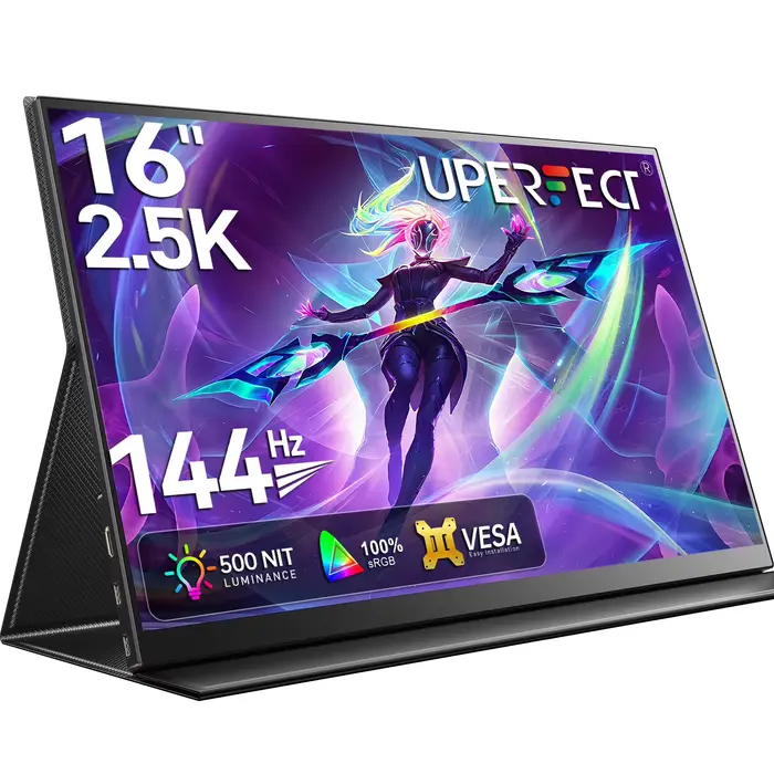 Uperfect 2K 144Hz 450nits portable Gaming moniteur 16 pouces 2560x1600 qhd moniteur HDR freesync pro