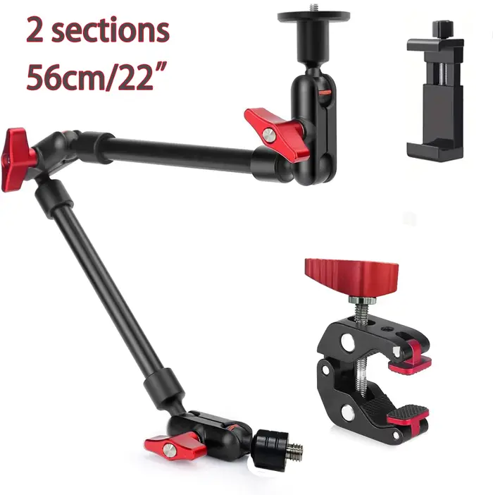 Bras magique de 22'' / 32' avec super pince, bras de bureau réglable en alliage d'aluminium pour sma