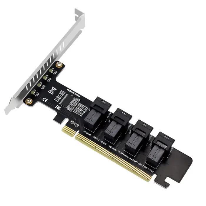 Carte d'extension PCIeX16 vers 4 ports U.2 SFF-8643