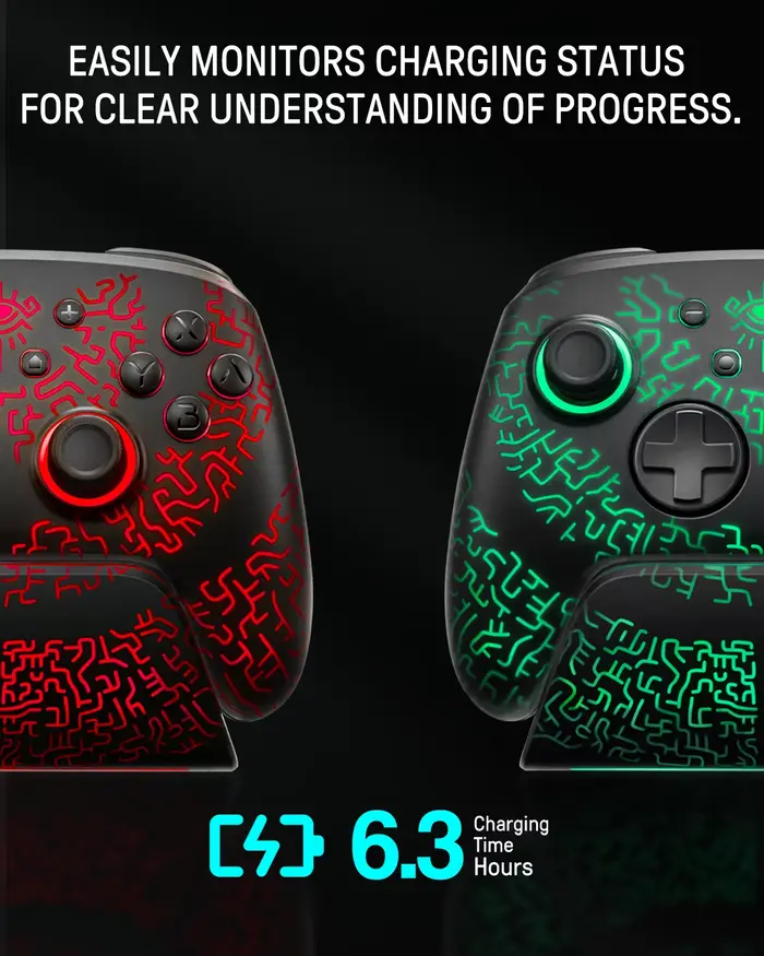 FUNLAB contrôleur Pro sans fil avec contrôleur de station de charge pour Nintendo Switch 2/1 Compati