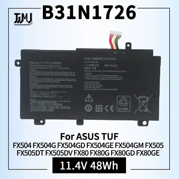 Batterie B31N1726 pour ASUS TUF Gaming, FX504, FX504G, FX504GD, FX504GE, FX504GM, FXaffair, FX505DT,