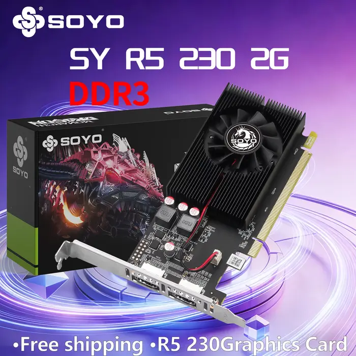 SOYO AMD R5 230 2GB GDDR3 carte graphique HDMIx2 64 bits pour ordinateur PC