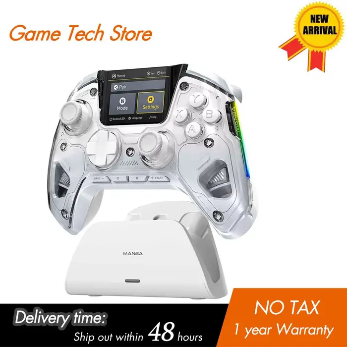 Manba One V2 contrôleur de jeu sans fil pour Switch/PC/iOS/Android effet Hall bâton lumière rvb 1800mAh avec station de chargement