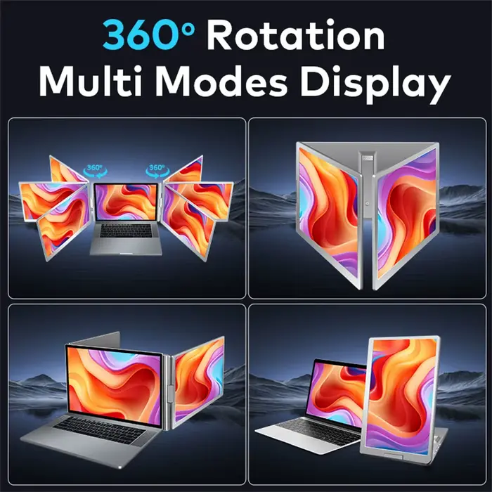 Écran double 14" à 16" Moniteur multiple étendu Sous-écran pour ordinateur portable Triple extension LCD compatible avec tous les PC Rospider