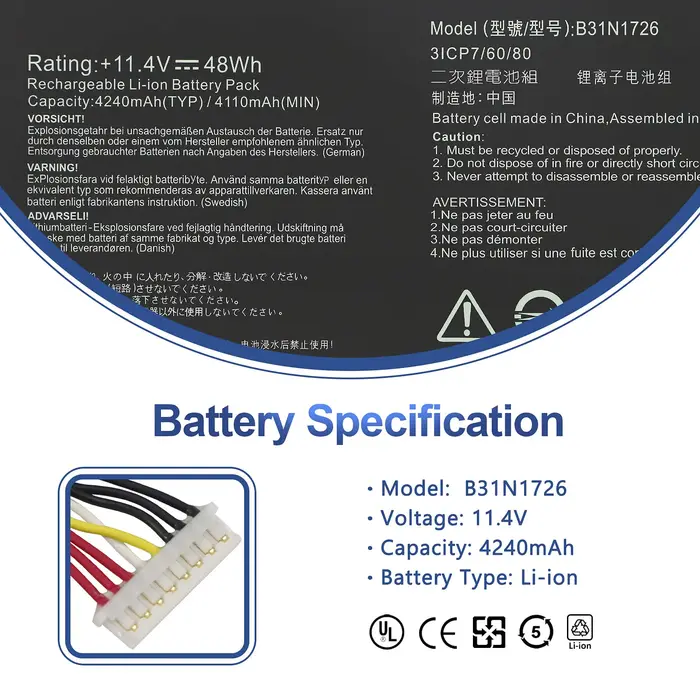 Batterie B31N1726 pour ASUS TUF Gaming