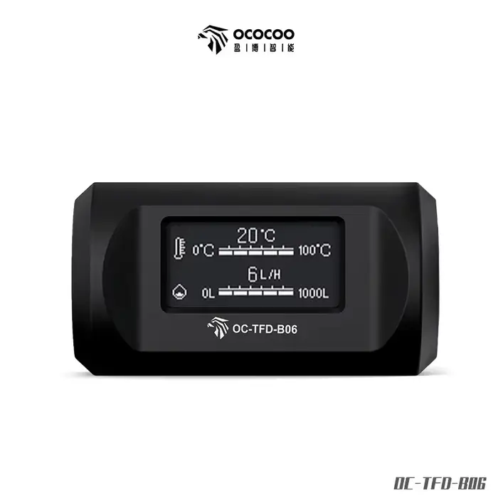Ococoo débitmètre d'eau écran OLED thermomètre à débit numérique PC refroidissement par eau Dissipat
