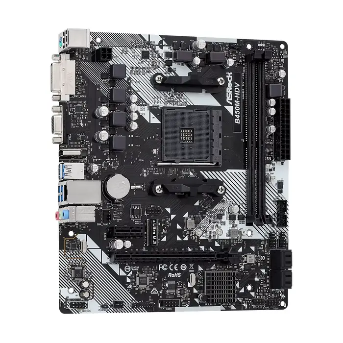 ASRock B450M-HDV R4.0 carte mère 2xDDR4 DIMM mémoire M.2 NVME SATA3 AM4