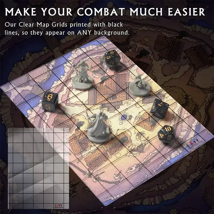 CZYY Tapis de jeu en acrylique avec superposition de grille carrée de 1 po