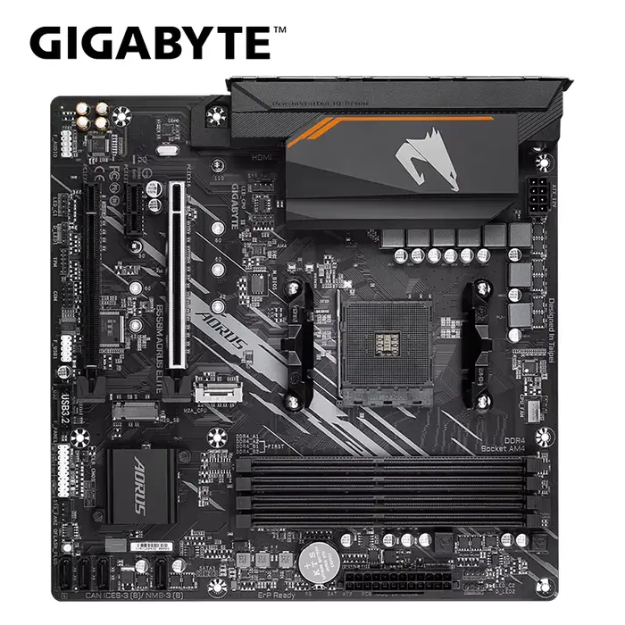 GIGABYTE Nouvelle carte mère B550M AORUS ELITE Micro-ATX Socket AM4 pour processeur Ryzen 5000 4000 3000 Series Dual Channel DDR4 SATA3 M.2