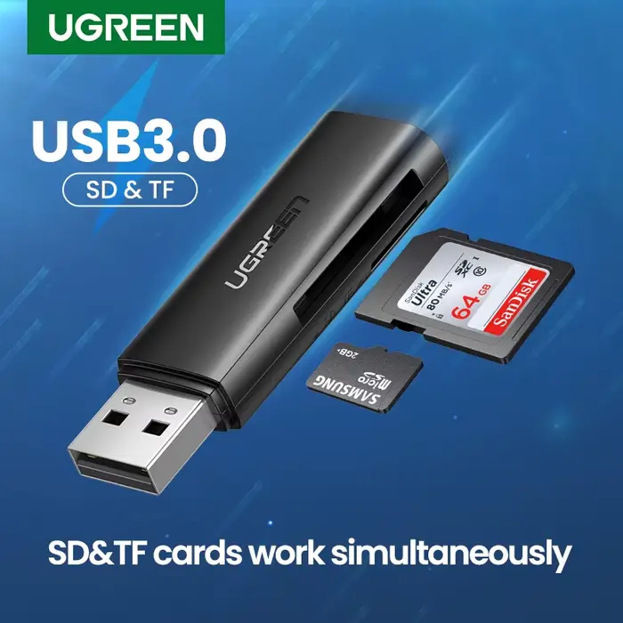 UGREEN – Lecteur de cartes mémoire USB 3.0 vers SD pour ordinateur portable