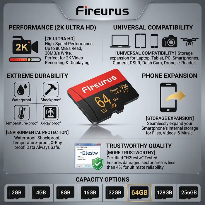 Carte mémoire Mini SD 16/32 Go A2 pour équipement de surveillance