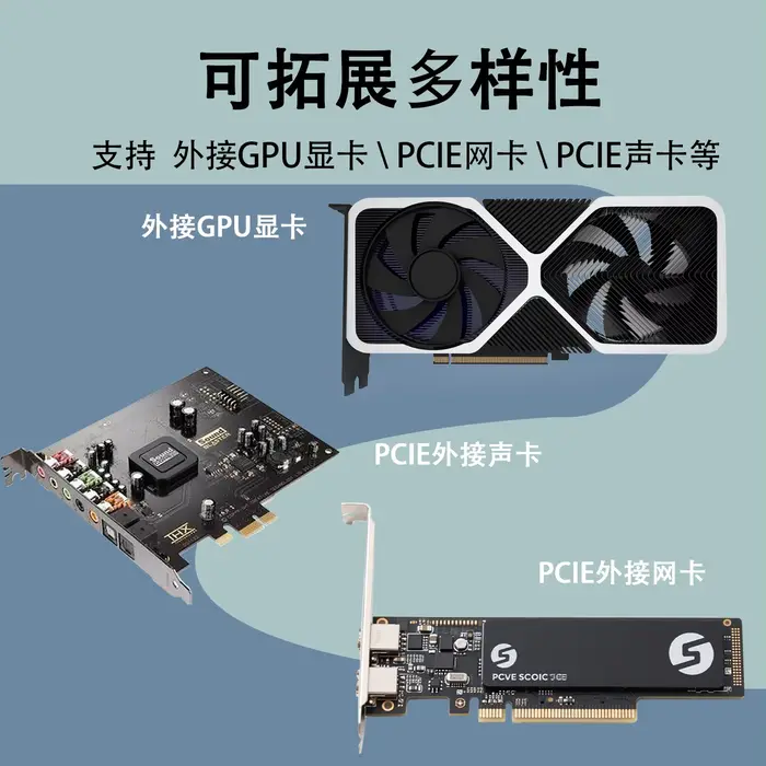 Support de carte graphique externe pour ordinateur portable EGPU - Base métallique pour cartes vidéo GPU - Dock Oculink/M.2 NVMe PCIe 4.0 X4 - Boîtier externe pour PC