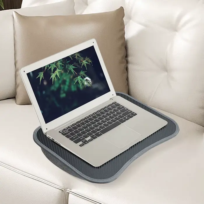 Bureau d'ordinateur portable avec coussin d'oreiller doux, plateau rembourré multifonctionnel pour ordinateur portable, pour jeu de travail