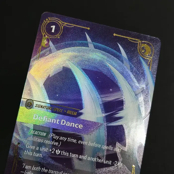 Carte de jeu à collectionner Proxy Riftbound League of Legends Spiritforged SFD Defiant Dance 196/221 Signature Spell Card