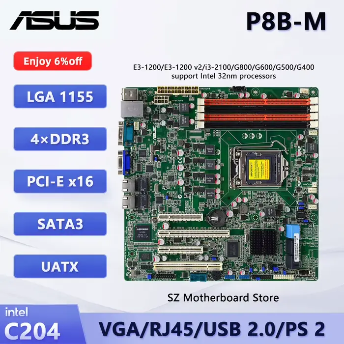 ASUS P8B-M Socket 1155 UATX carte mère 4 × DDR3 DIMM C204 prise en charge CPU Intel Xeon E3-1270 V2 