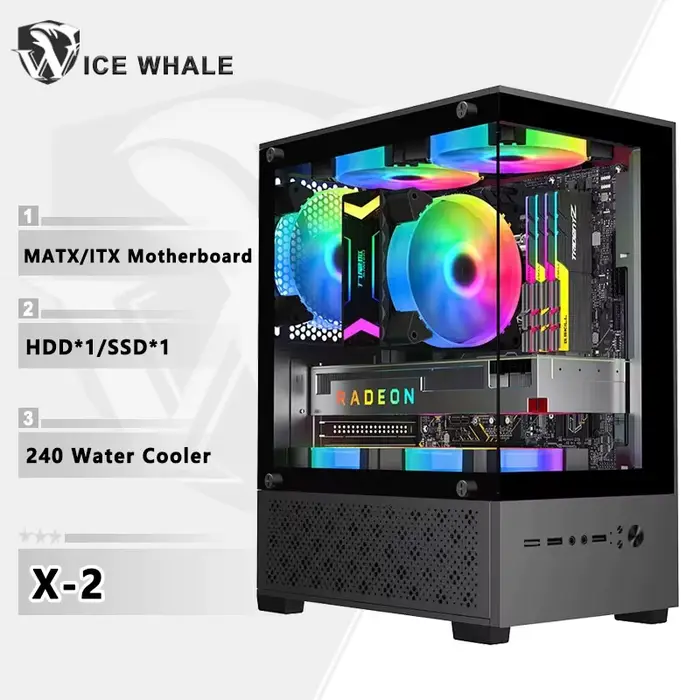 X2 boîtier d'ordinateur M-ATX Mini-ITX carte mère vue sur la mer côté de la pièce châssis de bureau Transparent USB3.0 Support 240 refroidisseur d'eau