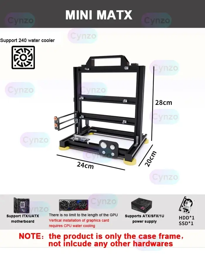 Support de cadre de boîtier de PC ouvert ITX MATX ATX