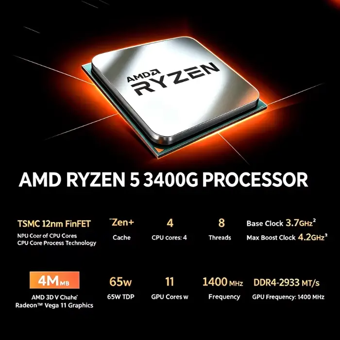 Processeur de bureau AMD Ryzen 5 3400G 65W