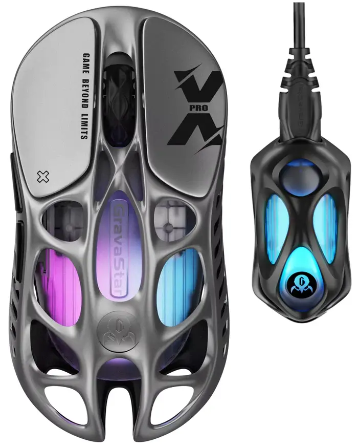 Souris de jeu sans fil GravaStar Mercury X Pro, livrée avec du dongle 8K, capteur PAW 3950 32K DPI,