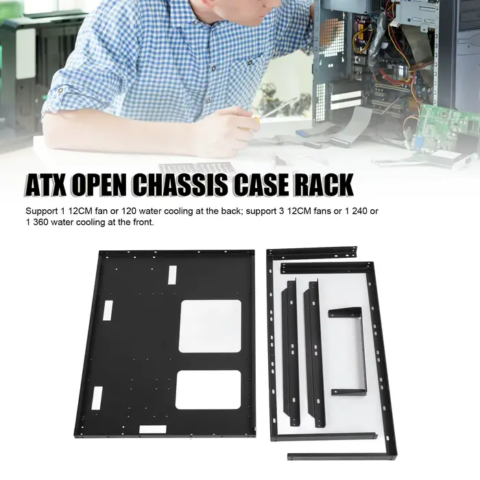 ATX boîtier de châssis ouvert support grande extension d'espace bricolage assemblé puissant refroidissement