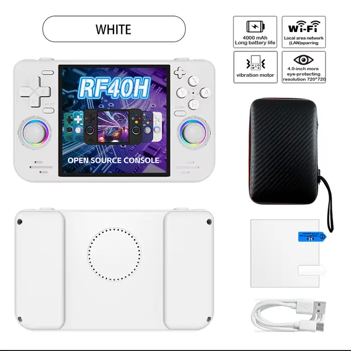 Console de jeu portable rétro RF40H, écran IPS Linux 4.0, prend en charge le Wi-Fi, manette lumineus