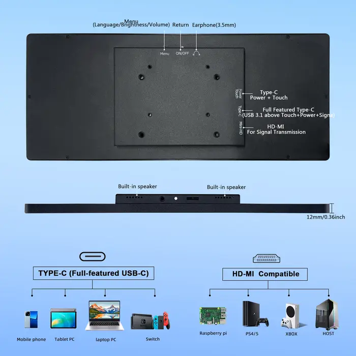Moniteur portable tactile Wisecoco 12