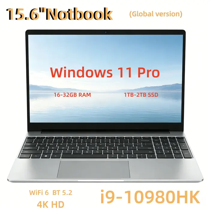 Ordinateur portable de jeu LENO 15,6 pouces, Intel Core i9 10980HK, Windows 11, RAM max 32 Go DDR4, SSD M.2 NVME 2 To, WiFi, PC portable de bureau