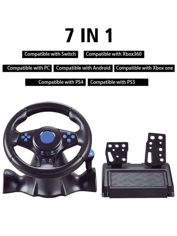 Contrôleur de vibrations de volant de course 7 en 1, pédales de course de Simulation de jeu pour swi