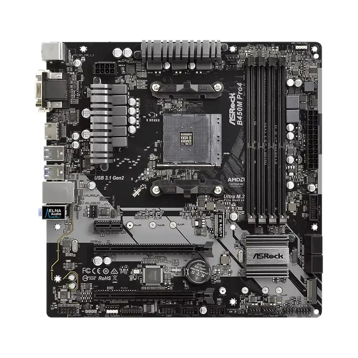 ASRock B450M PRO4 carte mère prend en charge 5950X 5800X3D 5700X3D 5600X 5600G 1700X 2700X CPU AM4 AMD 4xDDR4 3200MHz