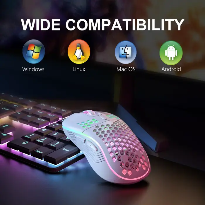 Souris sans fil 2.4G avec rétroéclairage rvb