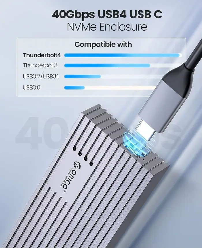 ORICO-Boîtier externe SSD NVMe M.2, USB 4, 40Gbps, PCIe 3.0x4, 20Gbps, 10Gbps, compatible avec Thund