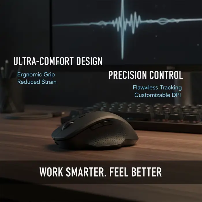 Souris sans fil double mode pour ordinateur portable, 6 boutons, 1600 DPI, conception ergonomique réglable, souris rechargeable pour ordinateur portable, PC, ordinateur de bureau